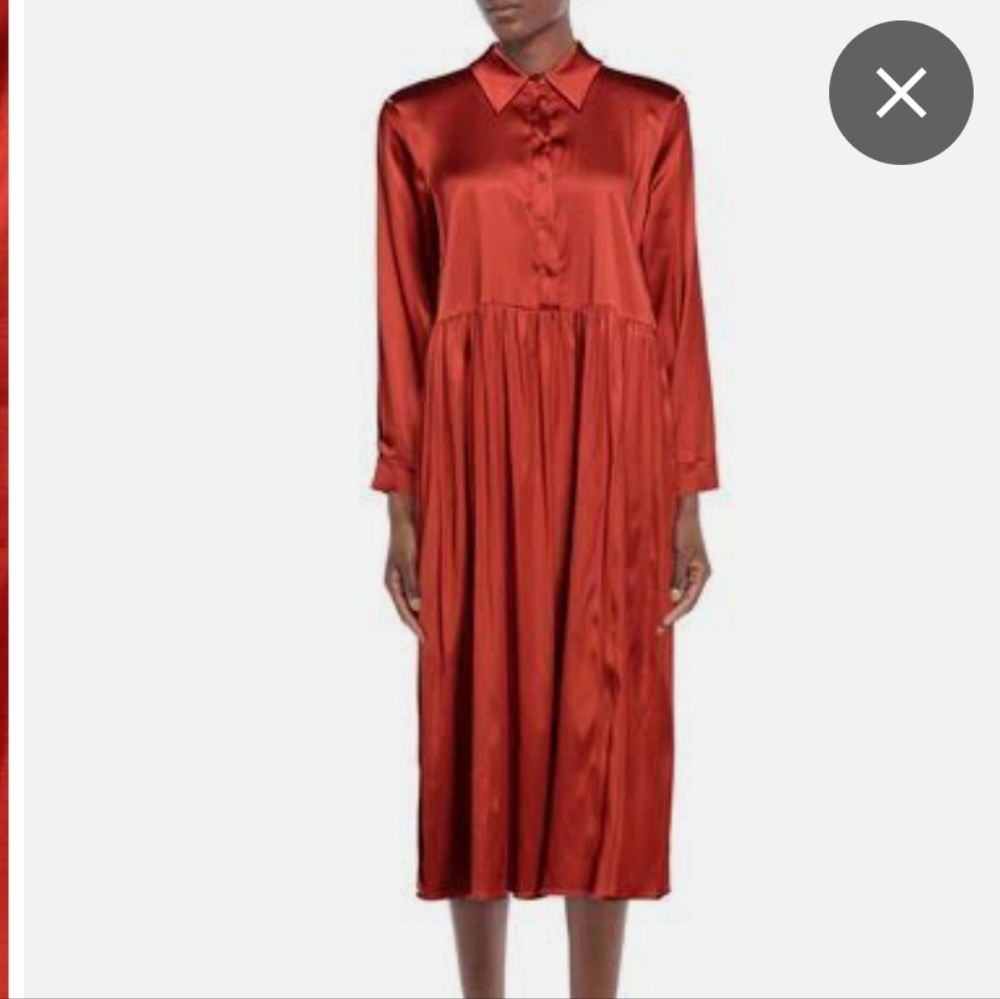 Aglini rust color midi silk blend dress size 42/Medium
